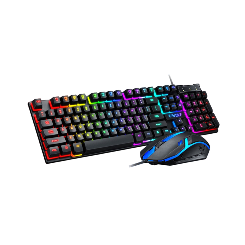 T-WOLF TF200 RGB Gaming USB Keyboard and Mouse Combo Pack